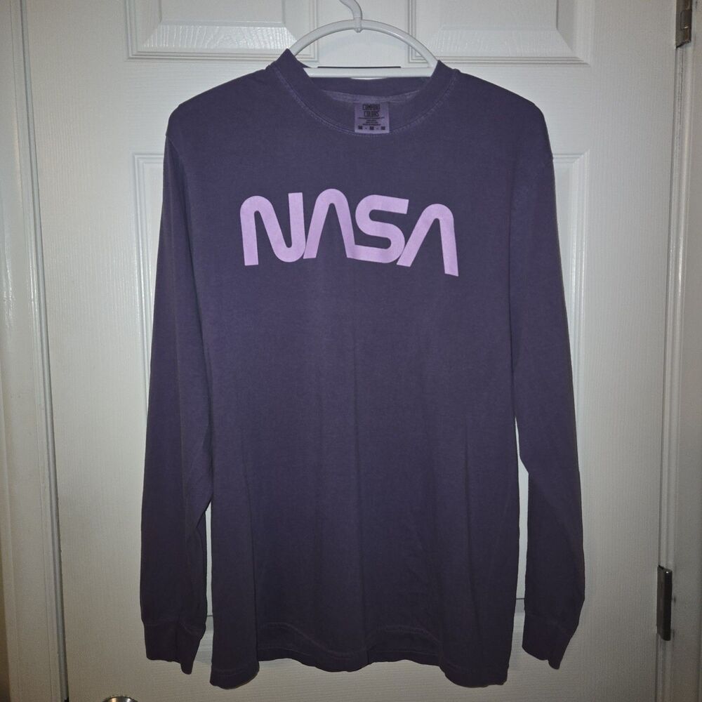 Comfort Colors NASA Long Sleeve Shirt – Unisex Medium – Purple 100% Cotton